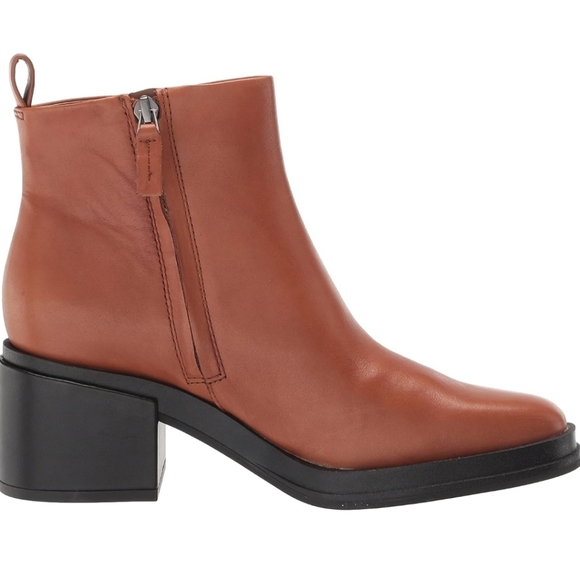 FRANCO SARTO Brown Leather Ankle Boots leather Block Heel Booties Sz 8 - Picture 13 of 14